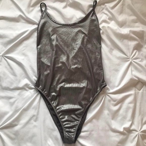 H&M grey shimmery backless bodysuit - Picture 1 of 3
